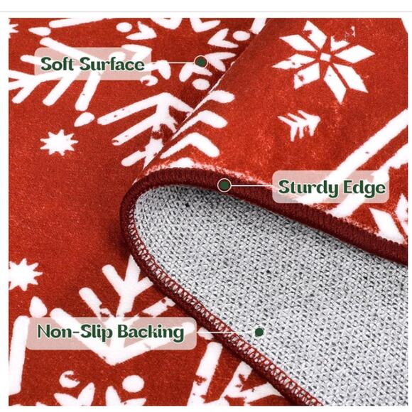 Christmas Runner 2x8, Washable Non-Slip REINDEER, Low Pile Faux Wool - Picture 3 of 7